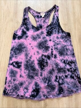 Mossimo Supply Co. Pink & Black Tie Dye Racerback Tank